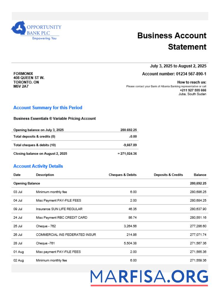 Downloadable South Sudan Opportunity enterprise statement Word and PDF template